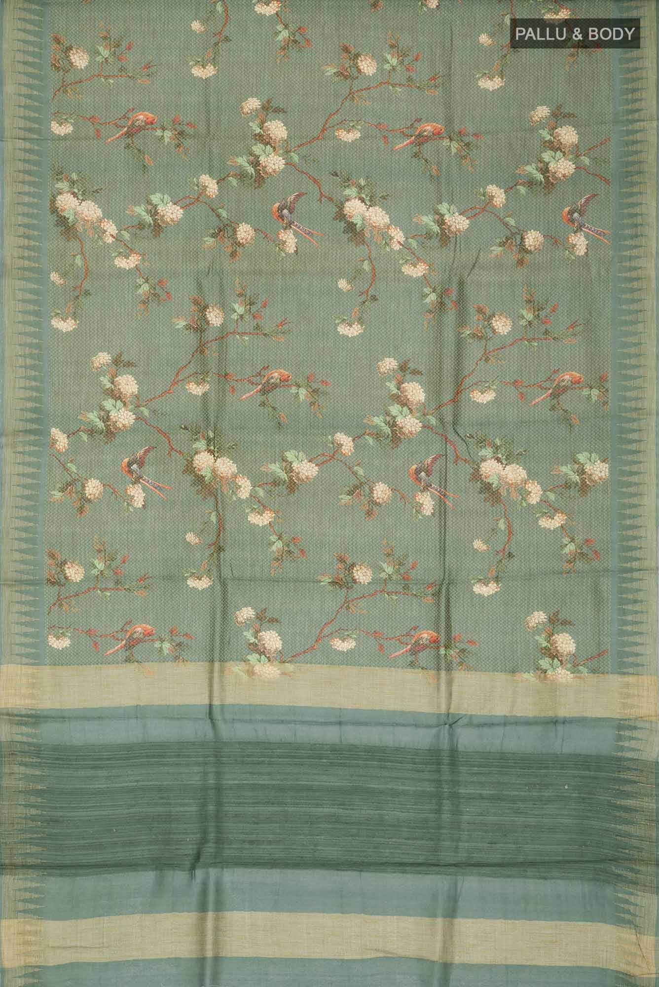 Green Bhagalpuri Tussar Silk Saree