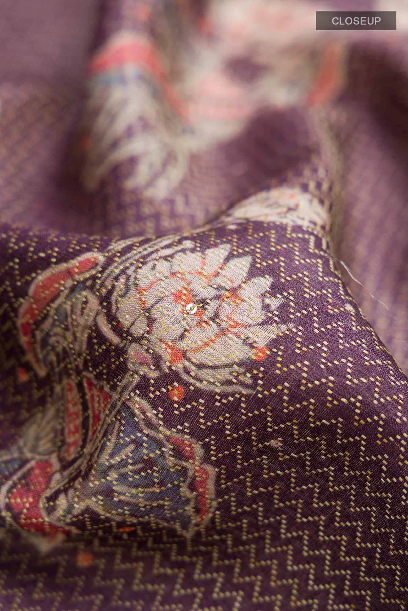 Magenta Bhagalpuri Tussar Silk Saree