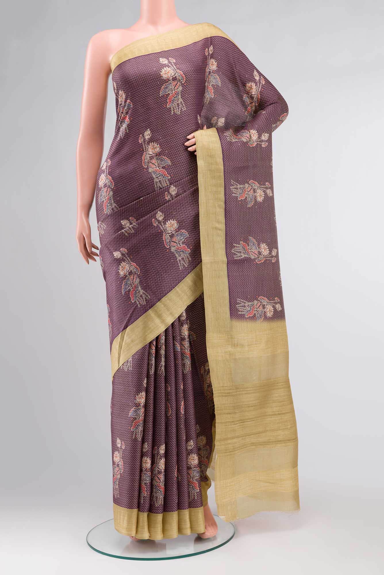 Magenta Bhagalpuri Tussar Silk Saree