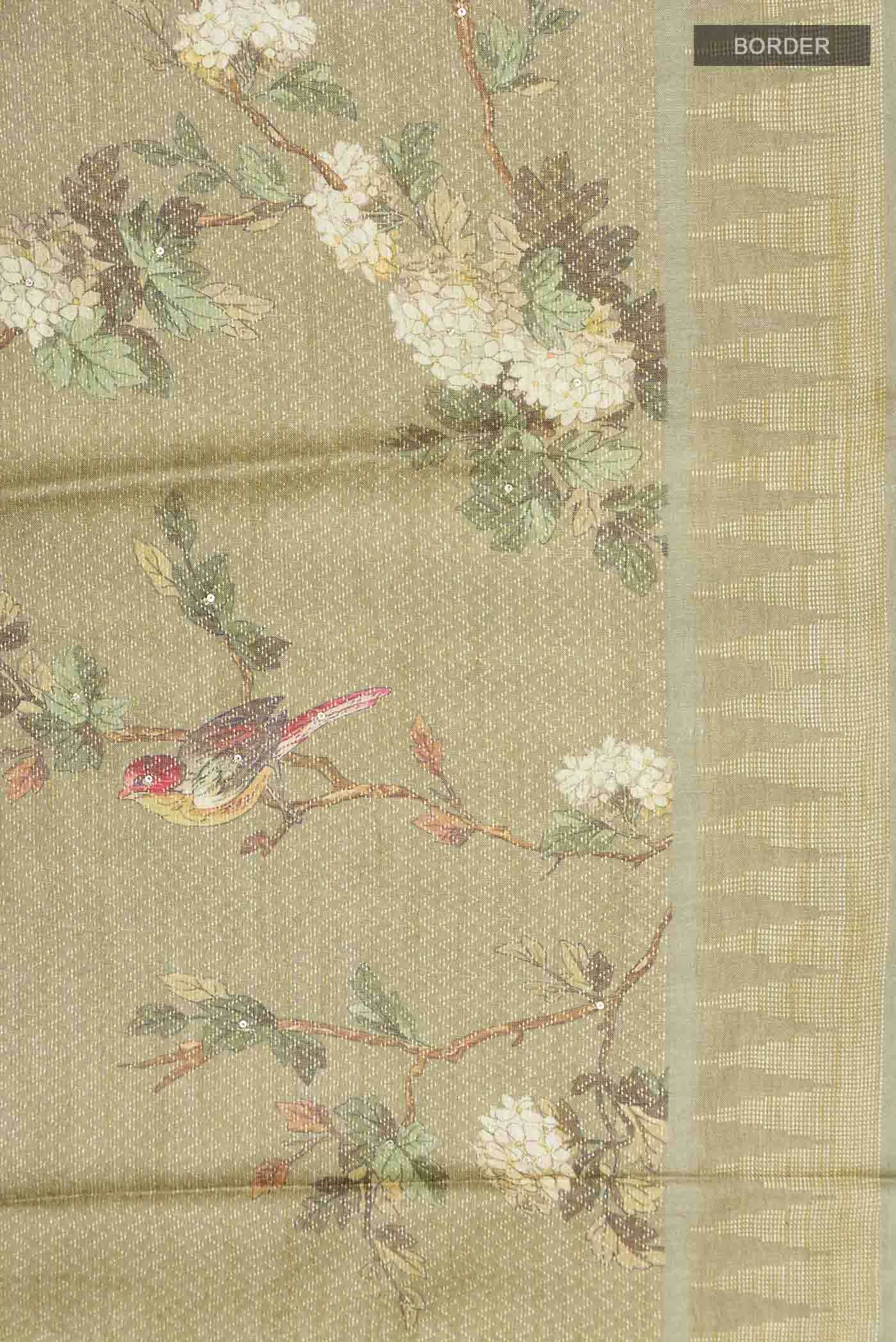 Green Bhagalpuri Tussar Silk Saree