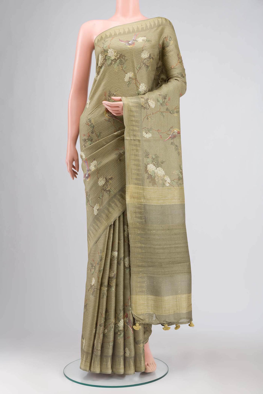 Green Bhagalpuri Tussar Silk Saree
