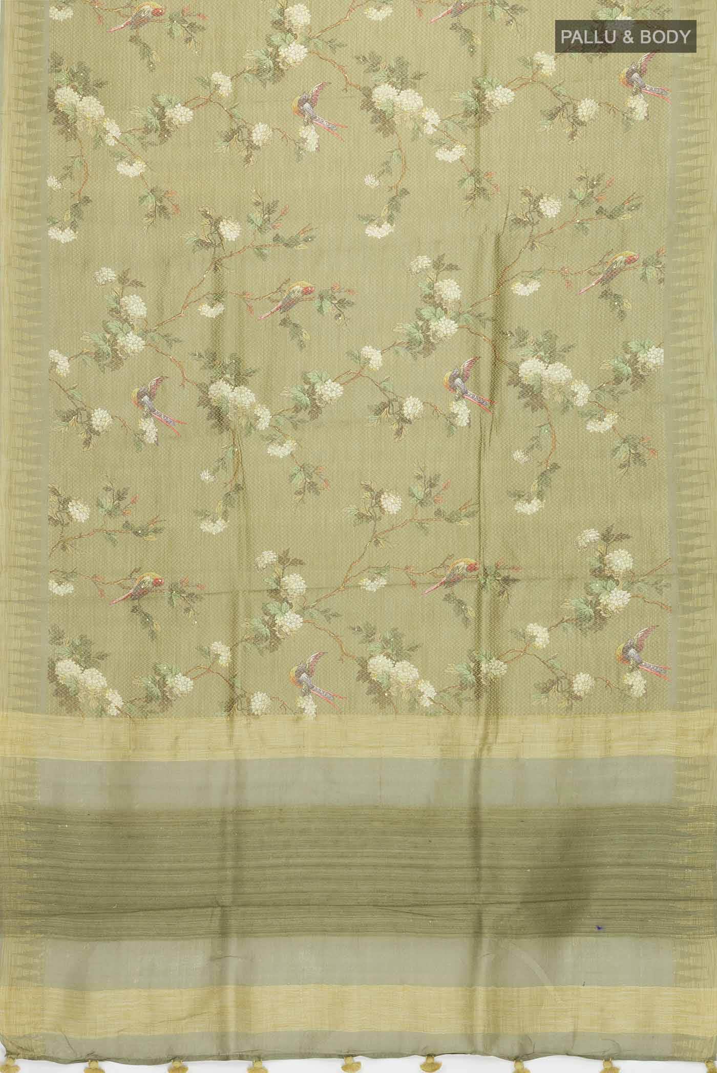 Green Bhagalpuri Tussar Silk Saree