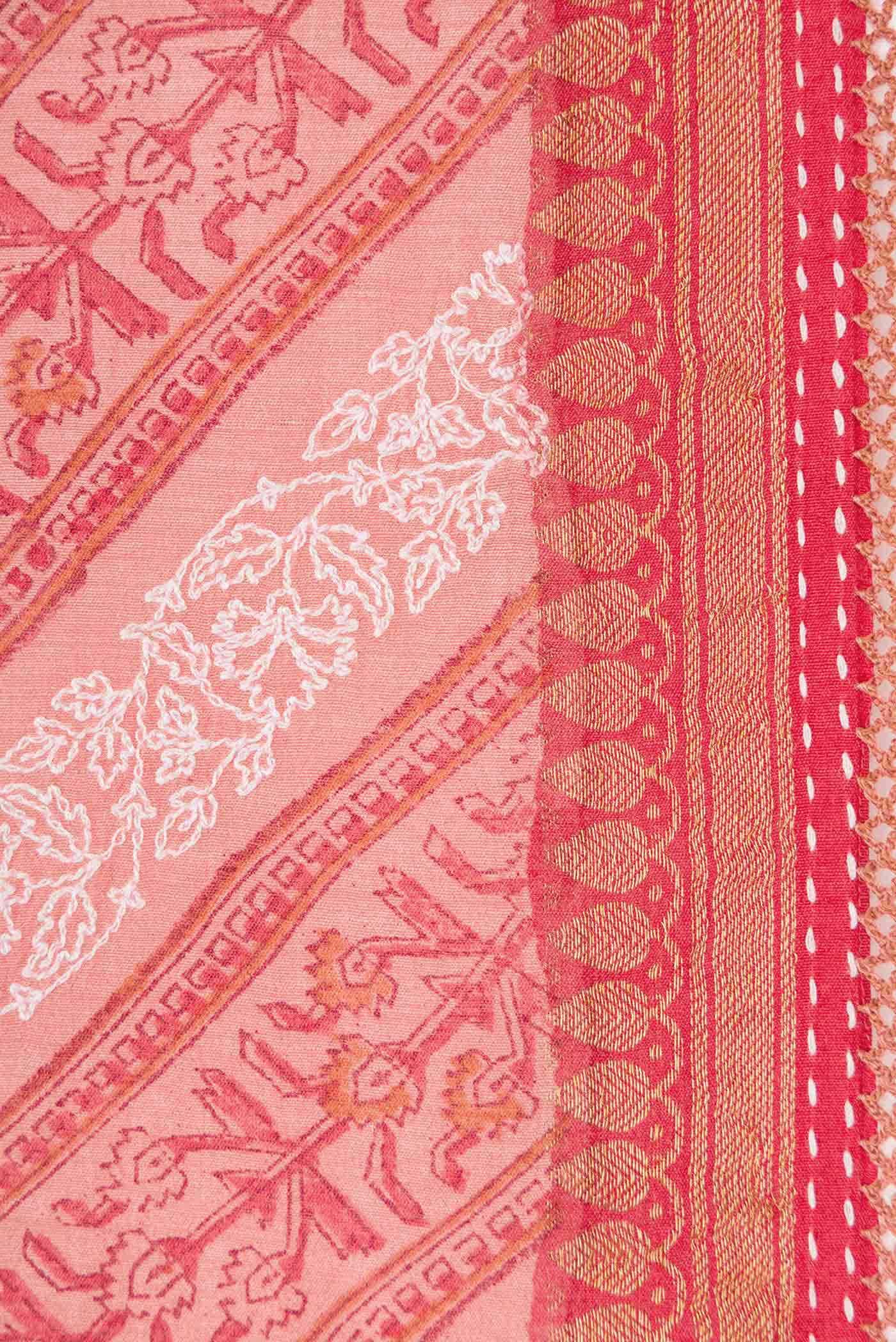 Peach Tussar Silk Saree