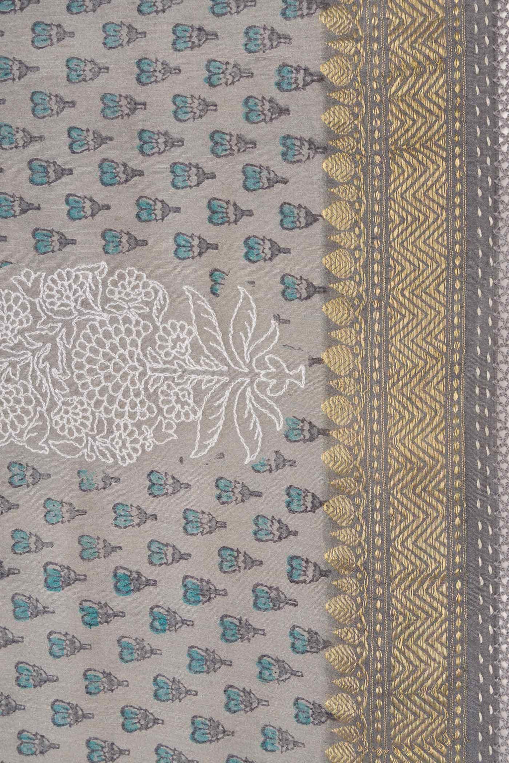 Grey Chanderi Silk Saree