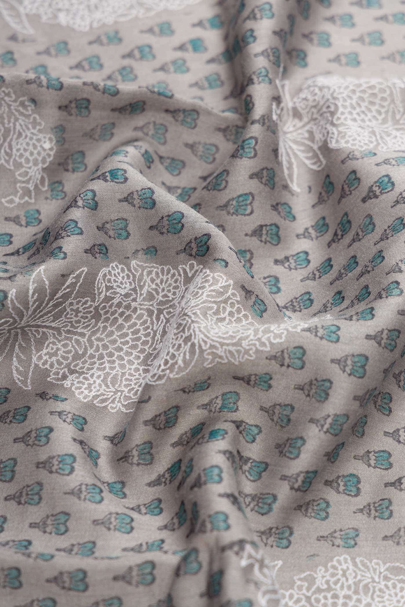 Grey Chanderi Silk Saree