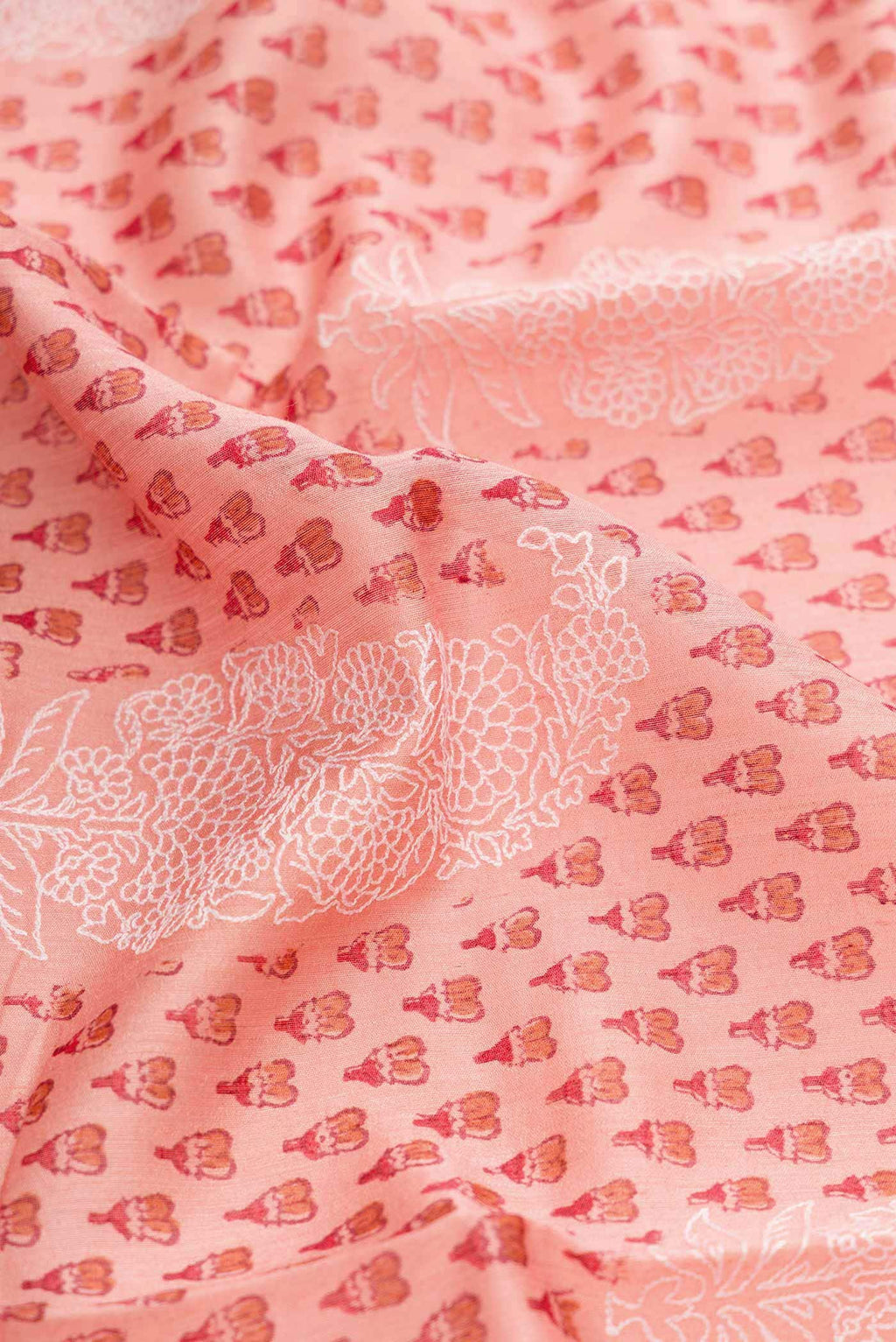 Peach Tussar Silk Saree