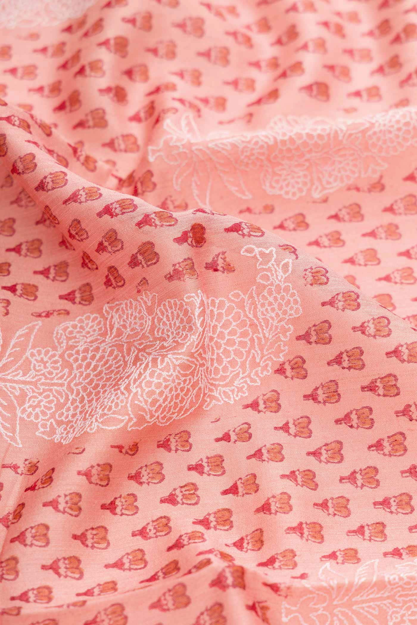 Peach Tussar Silk Saree