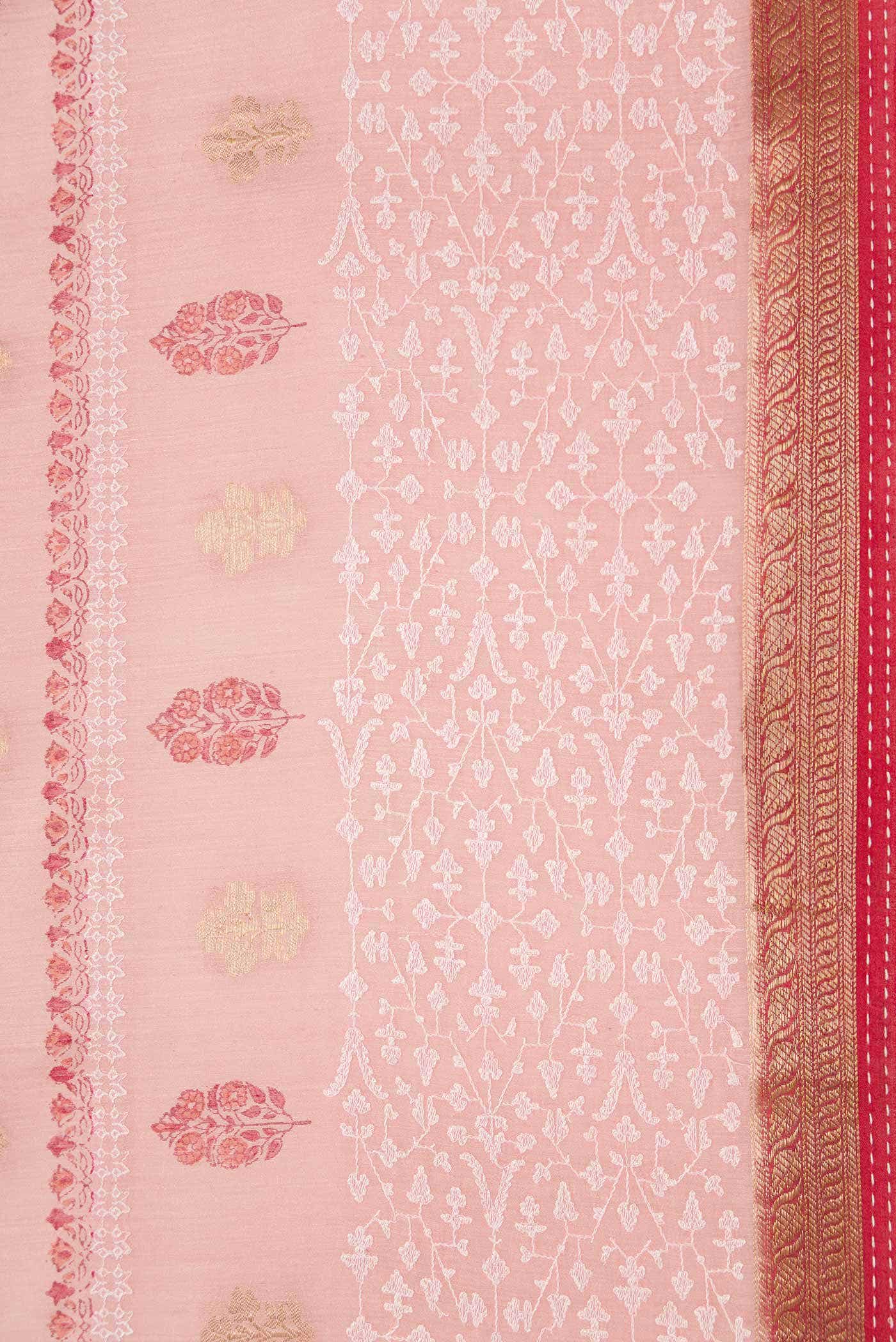 Pink Tussar Silk Saree
