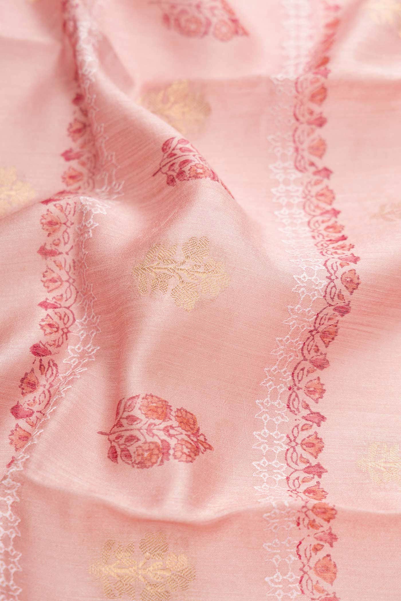 Pink Tussar Silk Saree