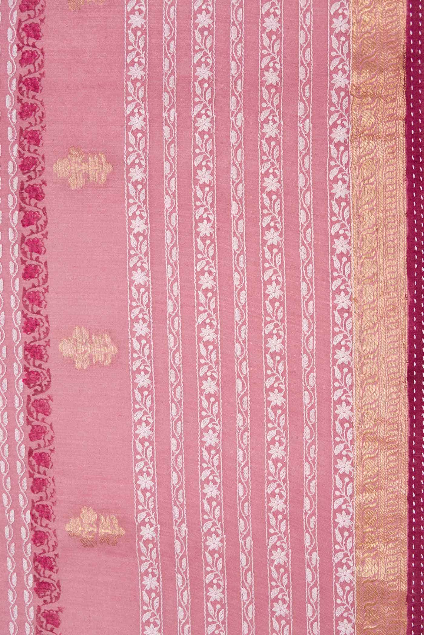 Pink Tussar Silk Saree
