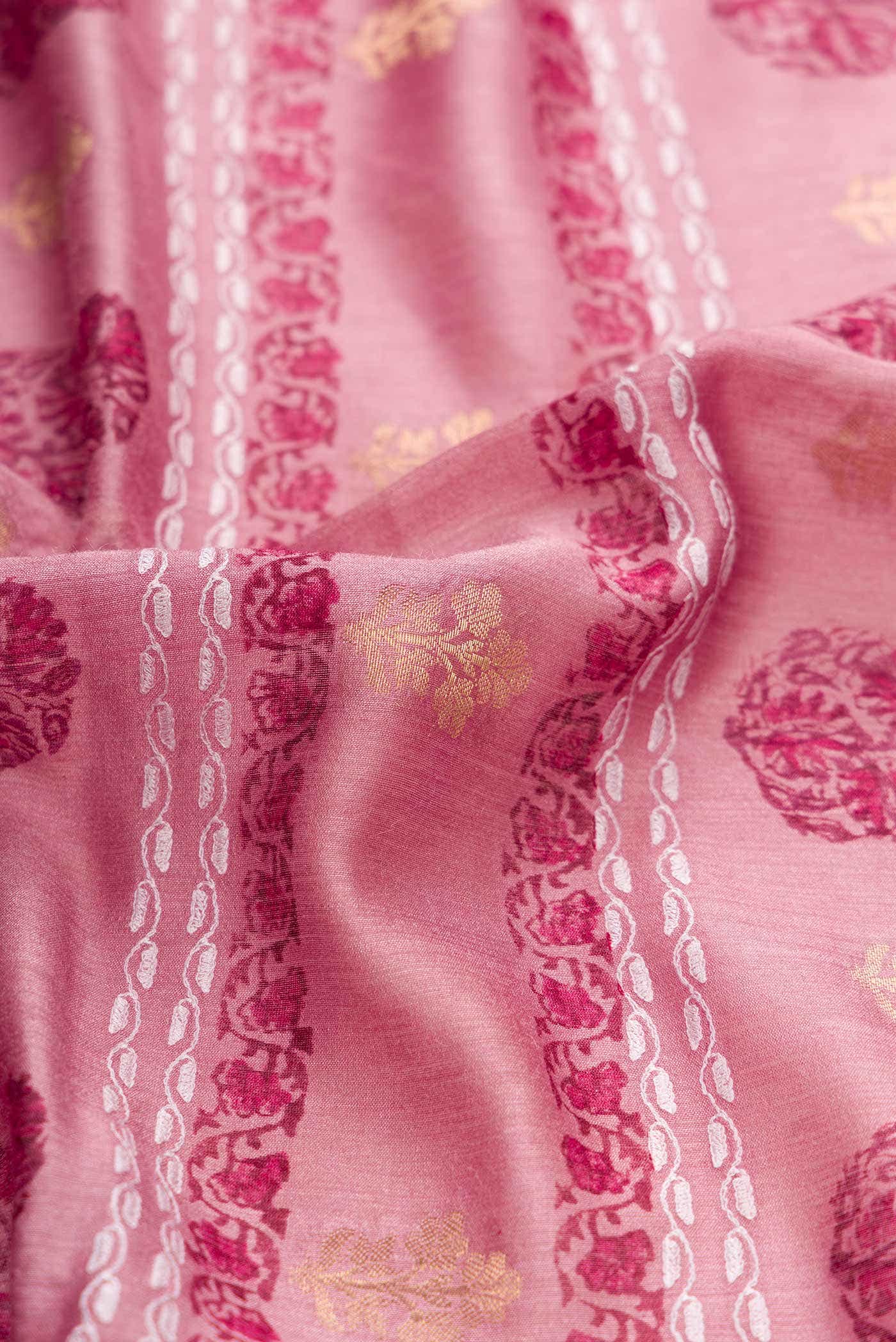 Pink Tussar Silk Saree