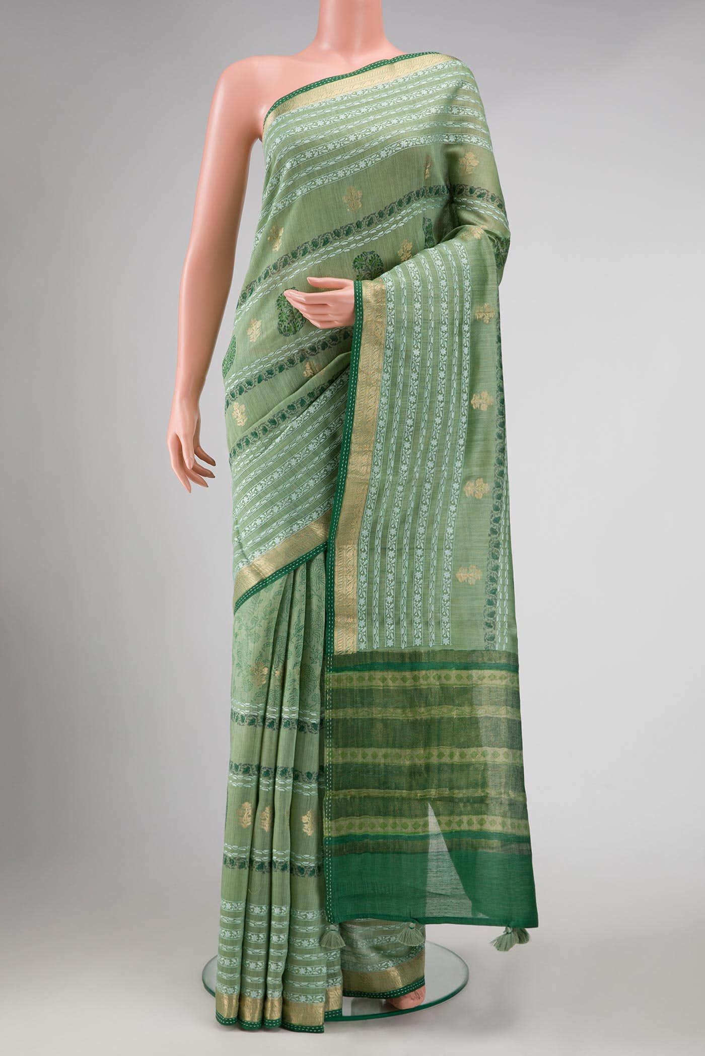 Green Tussar Silk Saree