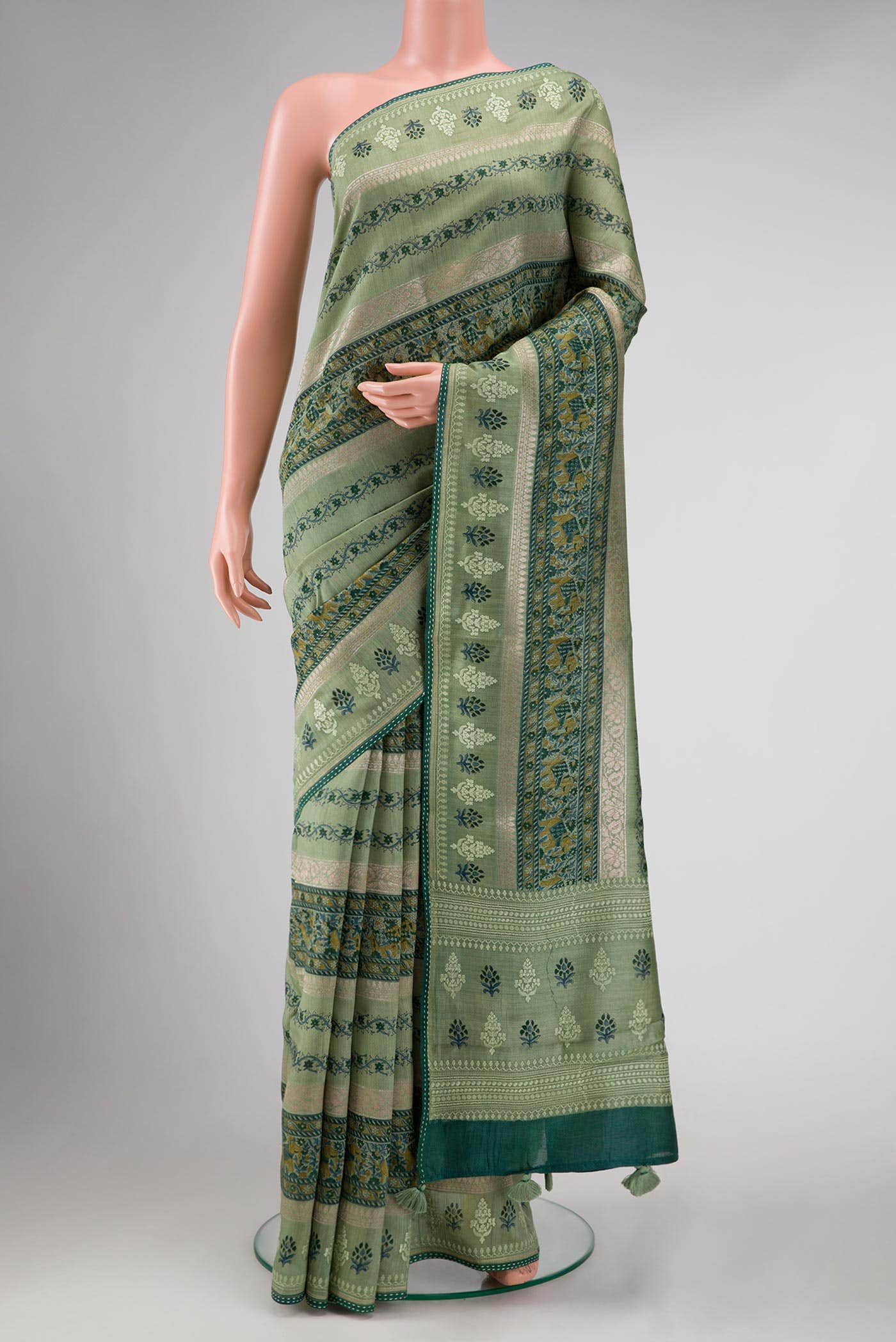 Green Tussar Silk Saree