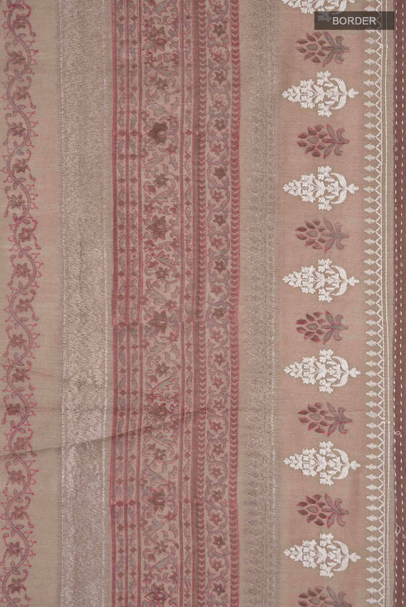 Beige Bhagalpuri Tussar Silk Saree