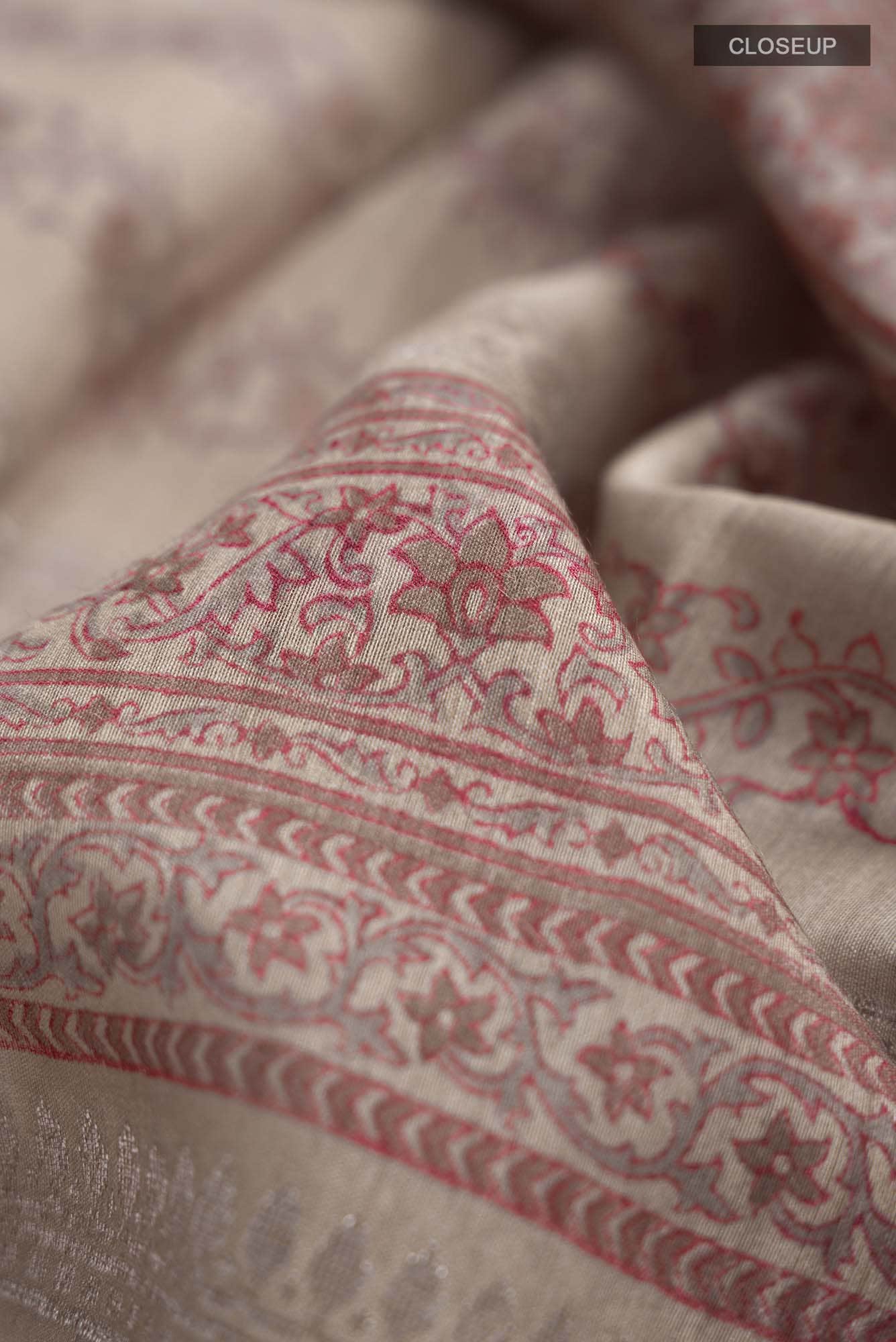 Beige Bhagalpuri Tussar Silk Saree