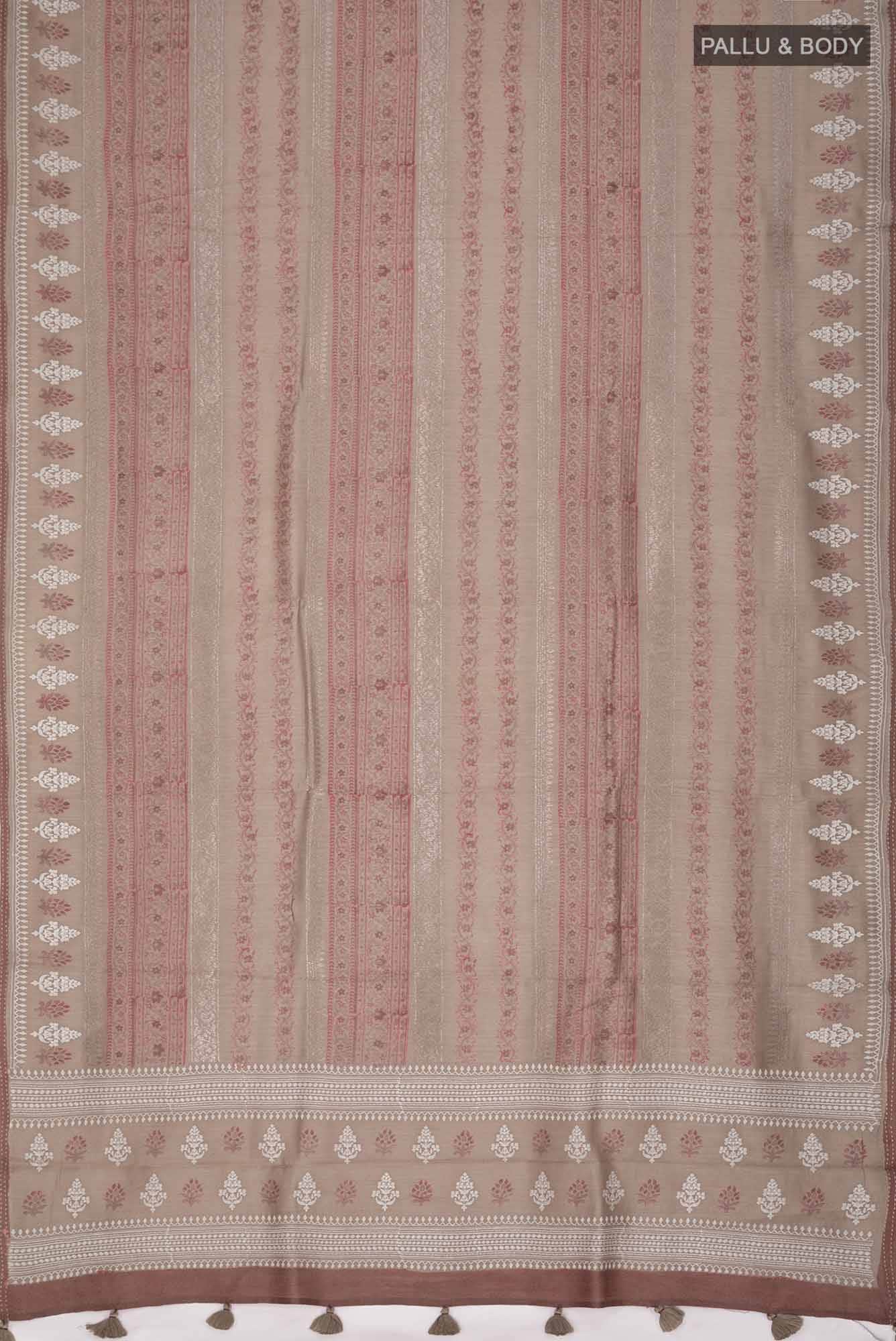 Beige Bhagalpuri Tussar Silk Saree