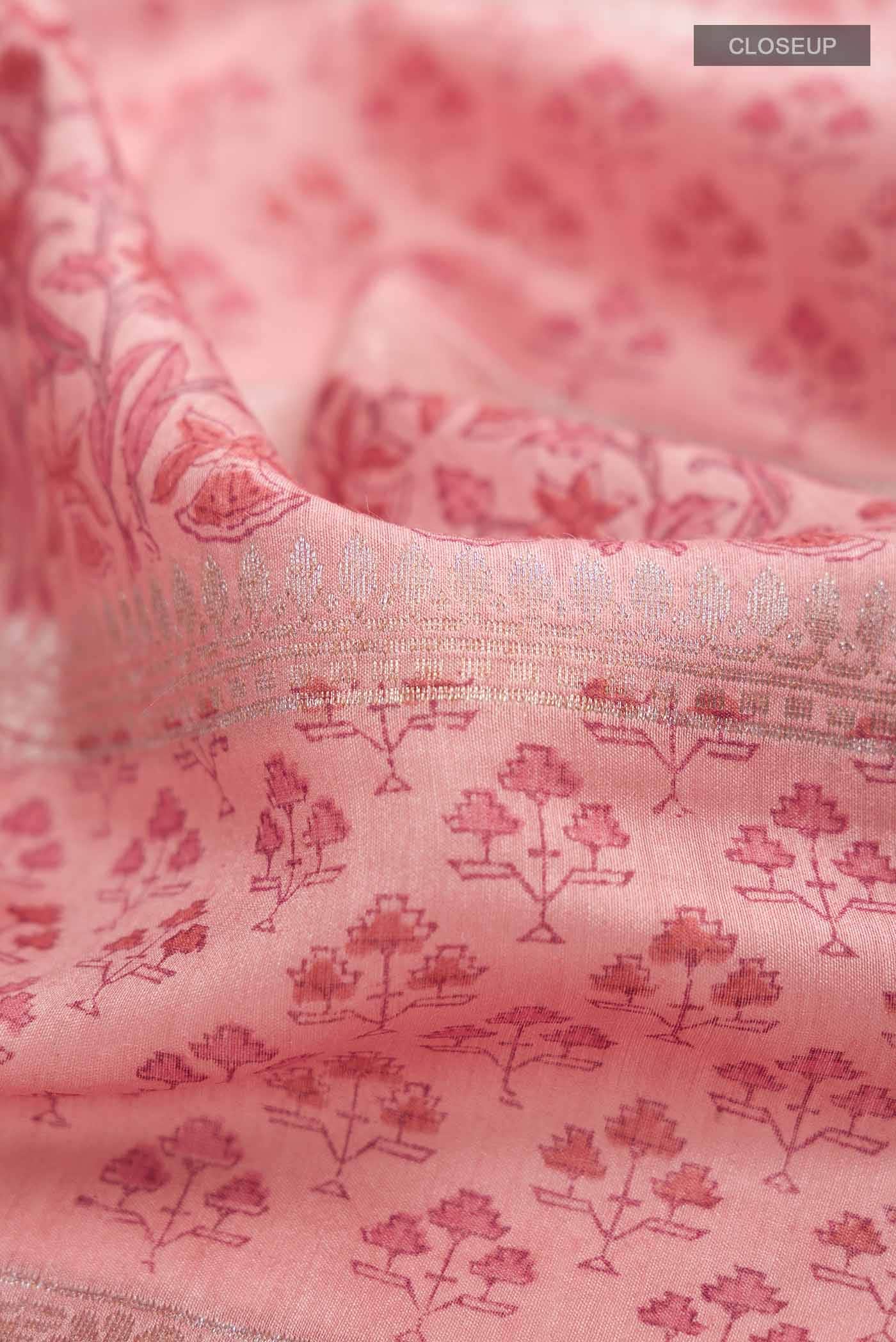 Coral Tussar Silk Saree