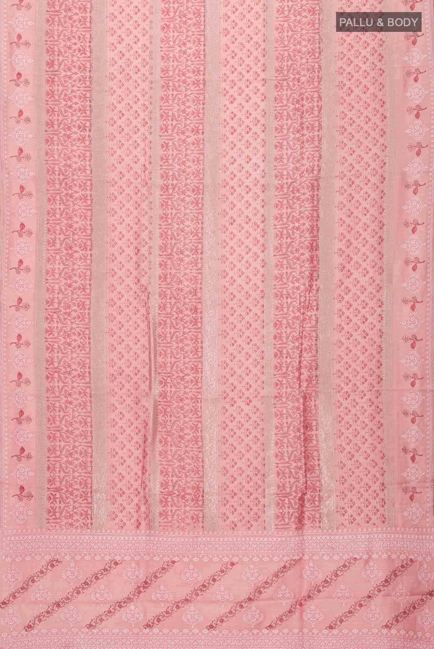 Coral Tussar Silk Saree