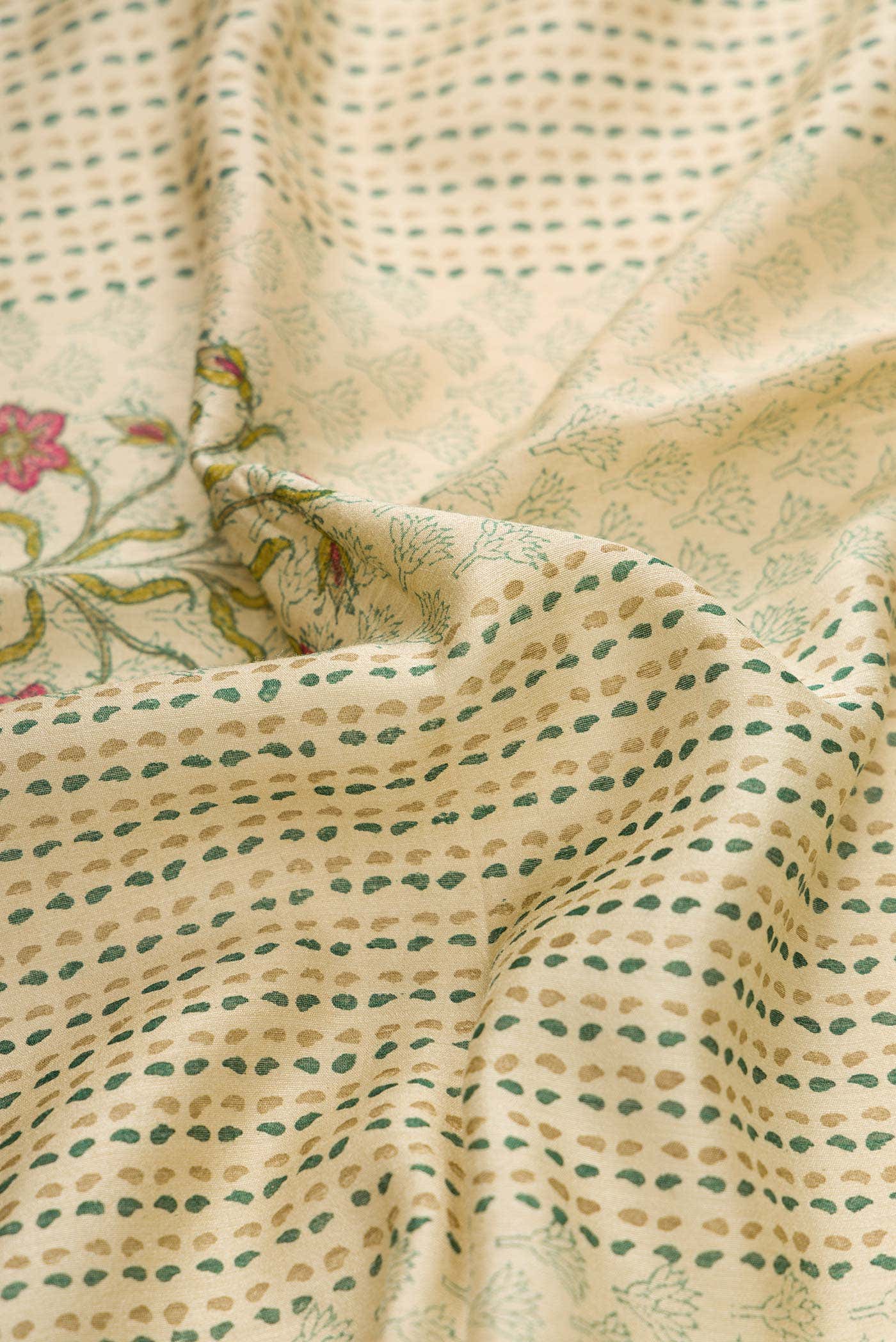 Beige Tussar Silk Saree