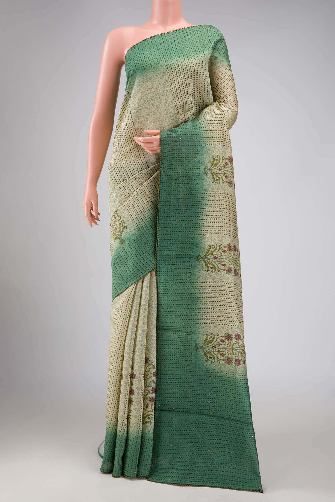 Beige Tussar Silk Saree