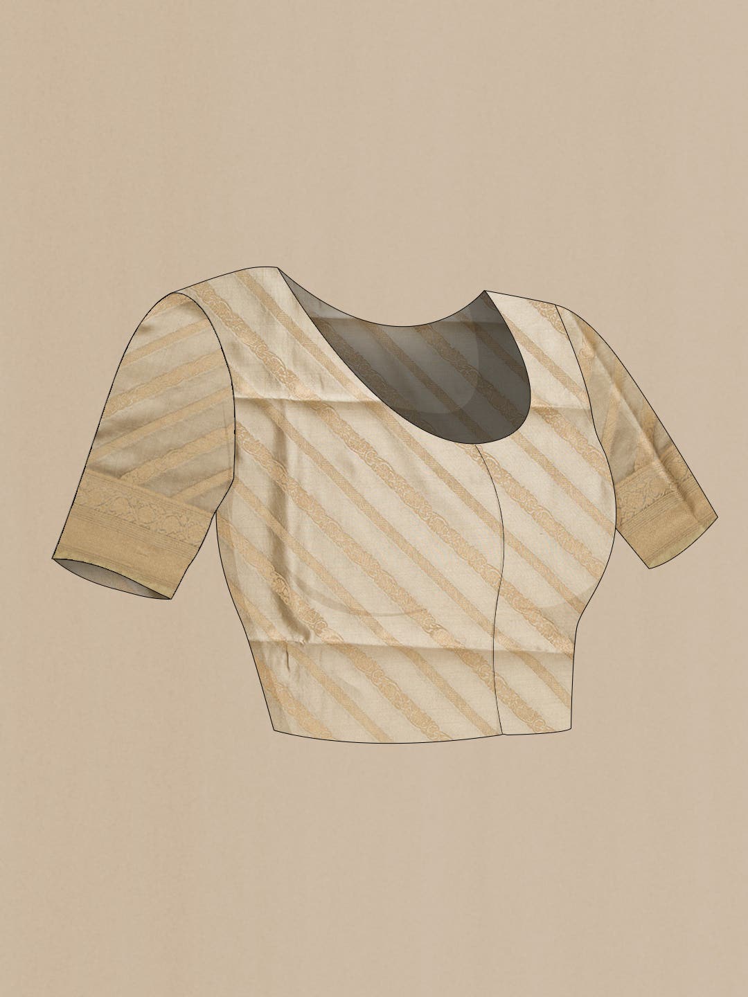 Beige Tussar Silk Saree