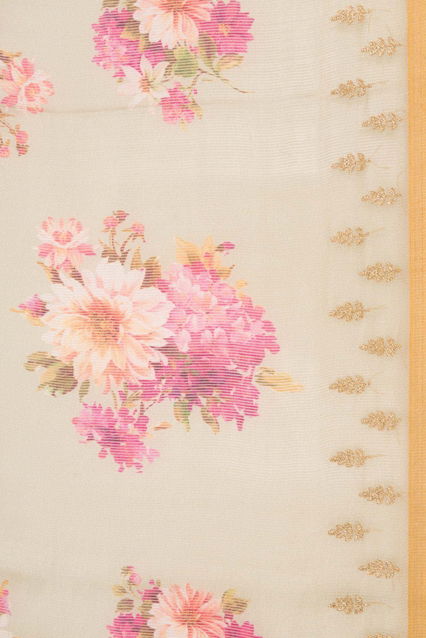 Beige Tussar Silk Saree
