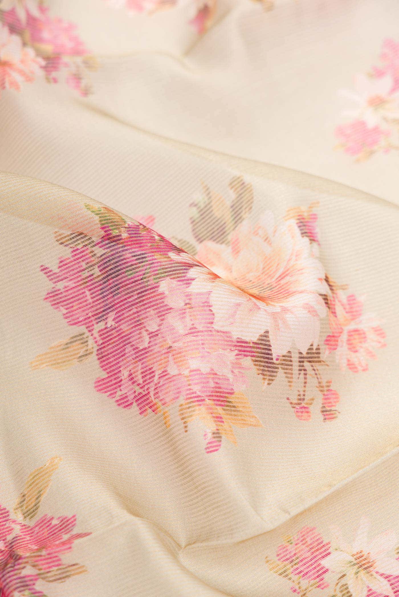 Beige Tussar Silk Saree