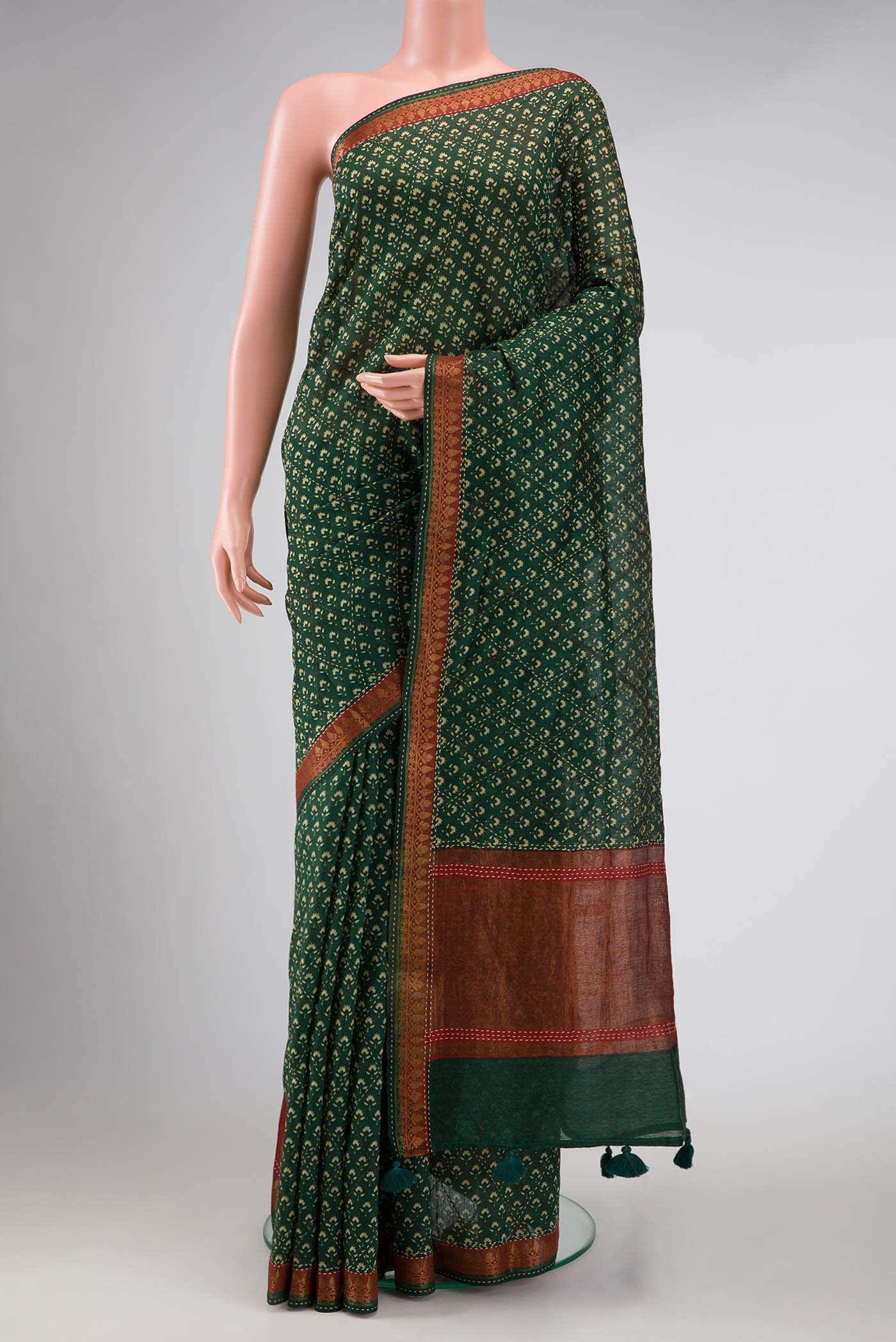 Green Chanderi Silk Saree