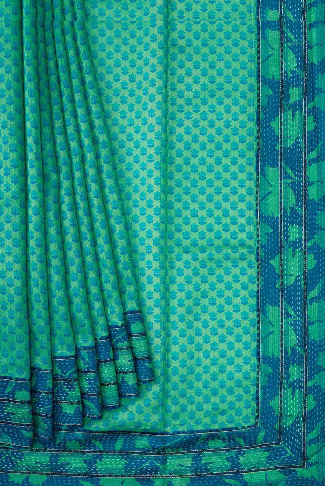 Green Dual Tone Tussar Silk Saree