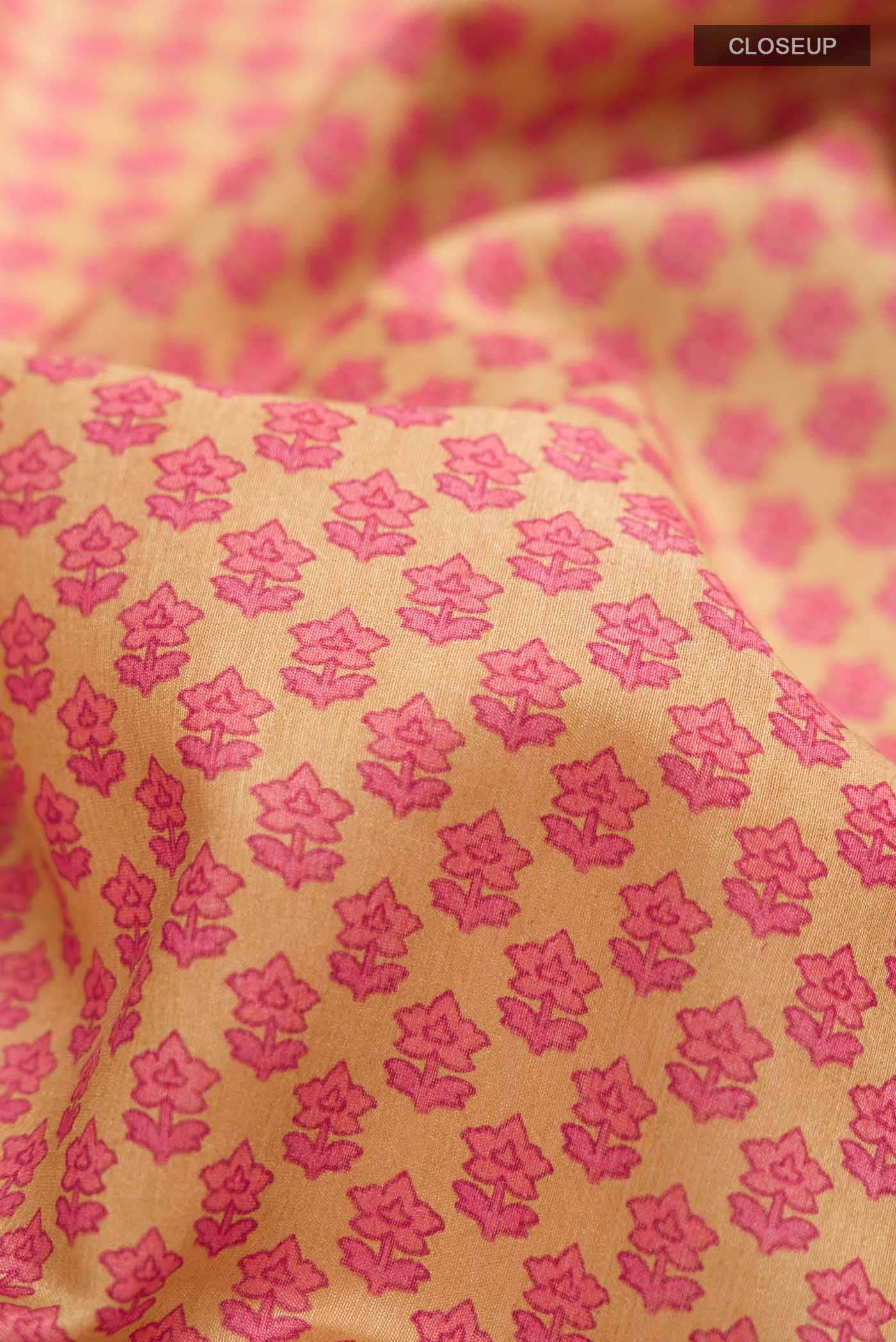 Beige Tussar Silk Saree