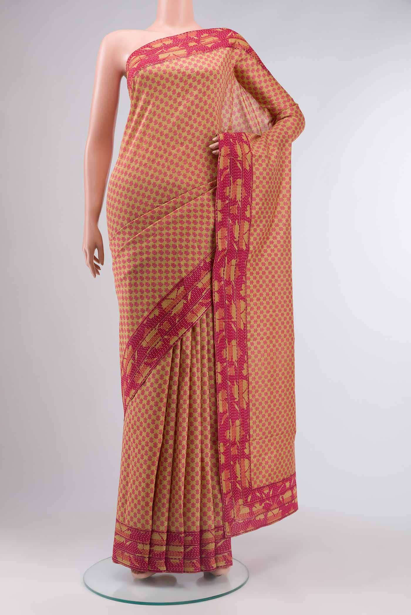 Beige Tussar Silk Saree