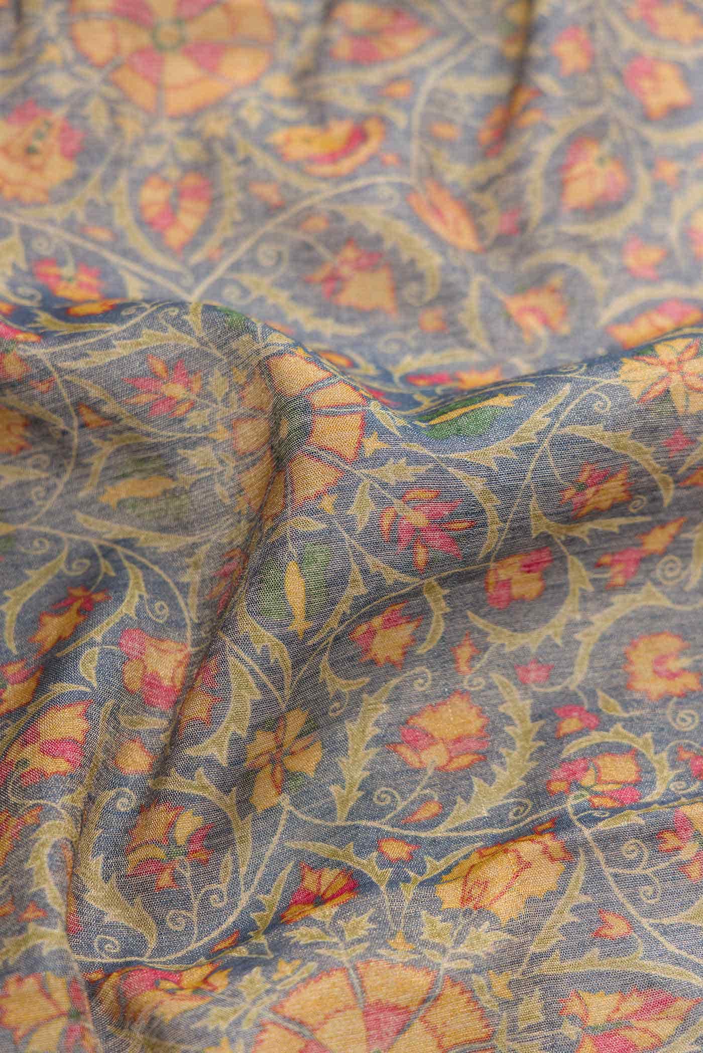 Blue Tussar Silk Saree