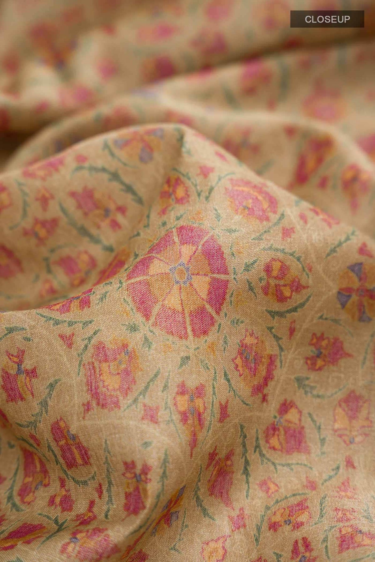 Beige Bhagalpuri Tussar Silk Saree