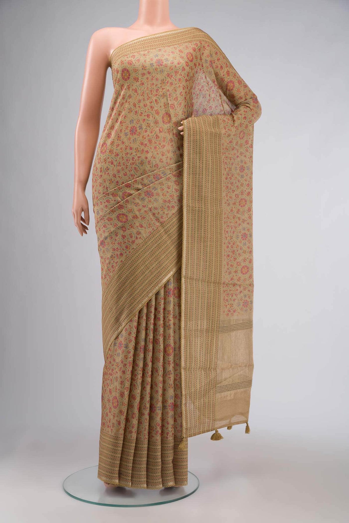 Beige Bhagalpuri Tussar Silk Saree