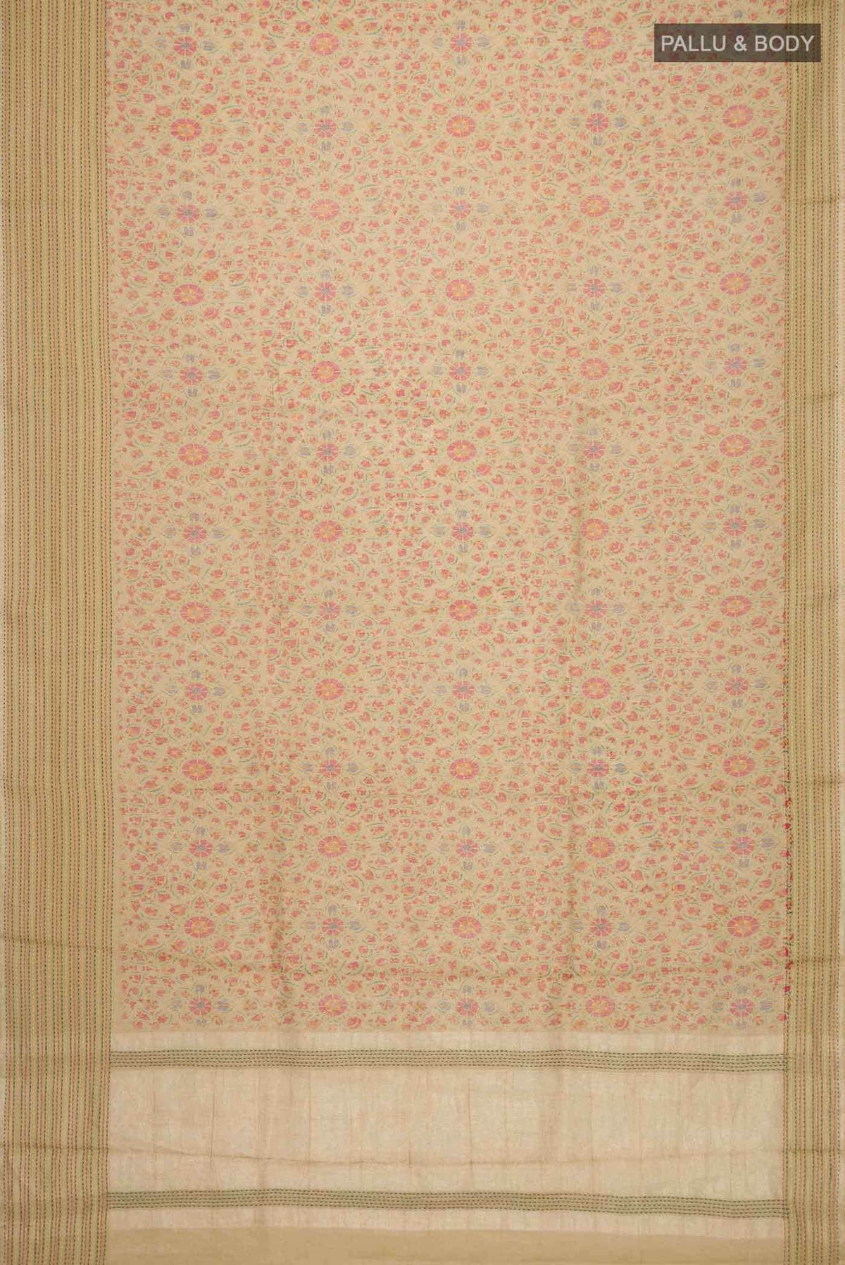 Beige Bhagalpuri Tussar Silk Saree