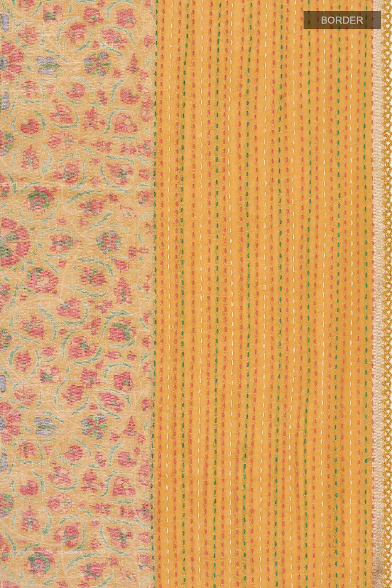 Mustard Bhagalpuri Tussar Silk Saree