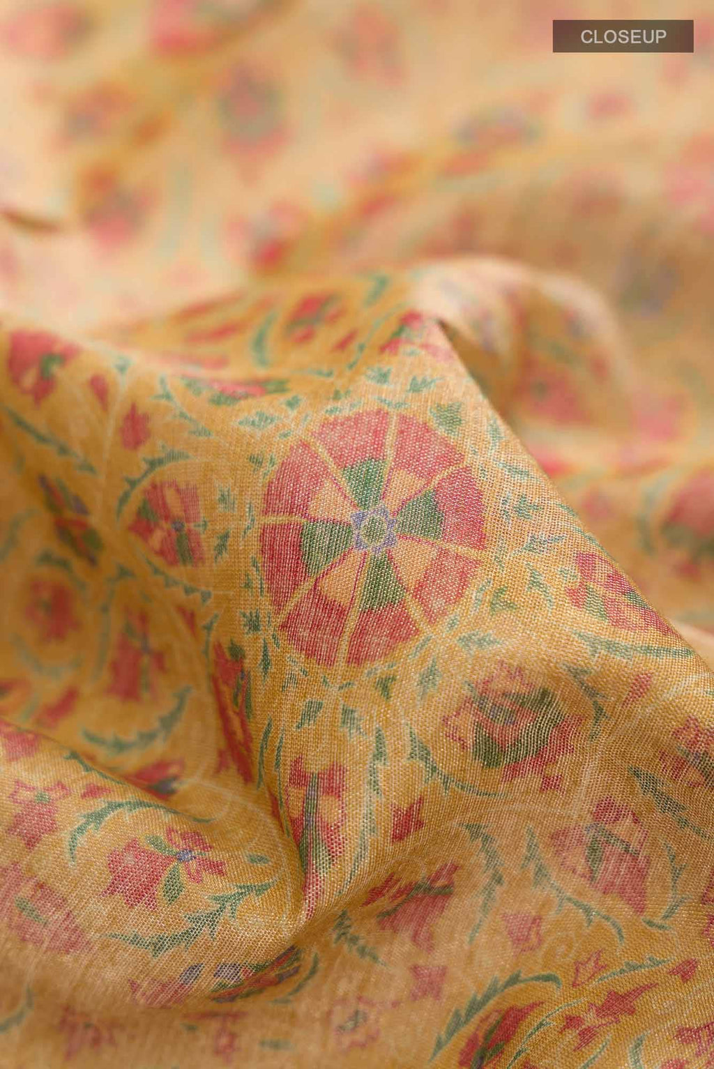 Mustard Bhagalpuri Tussar Silk Saree