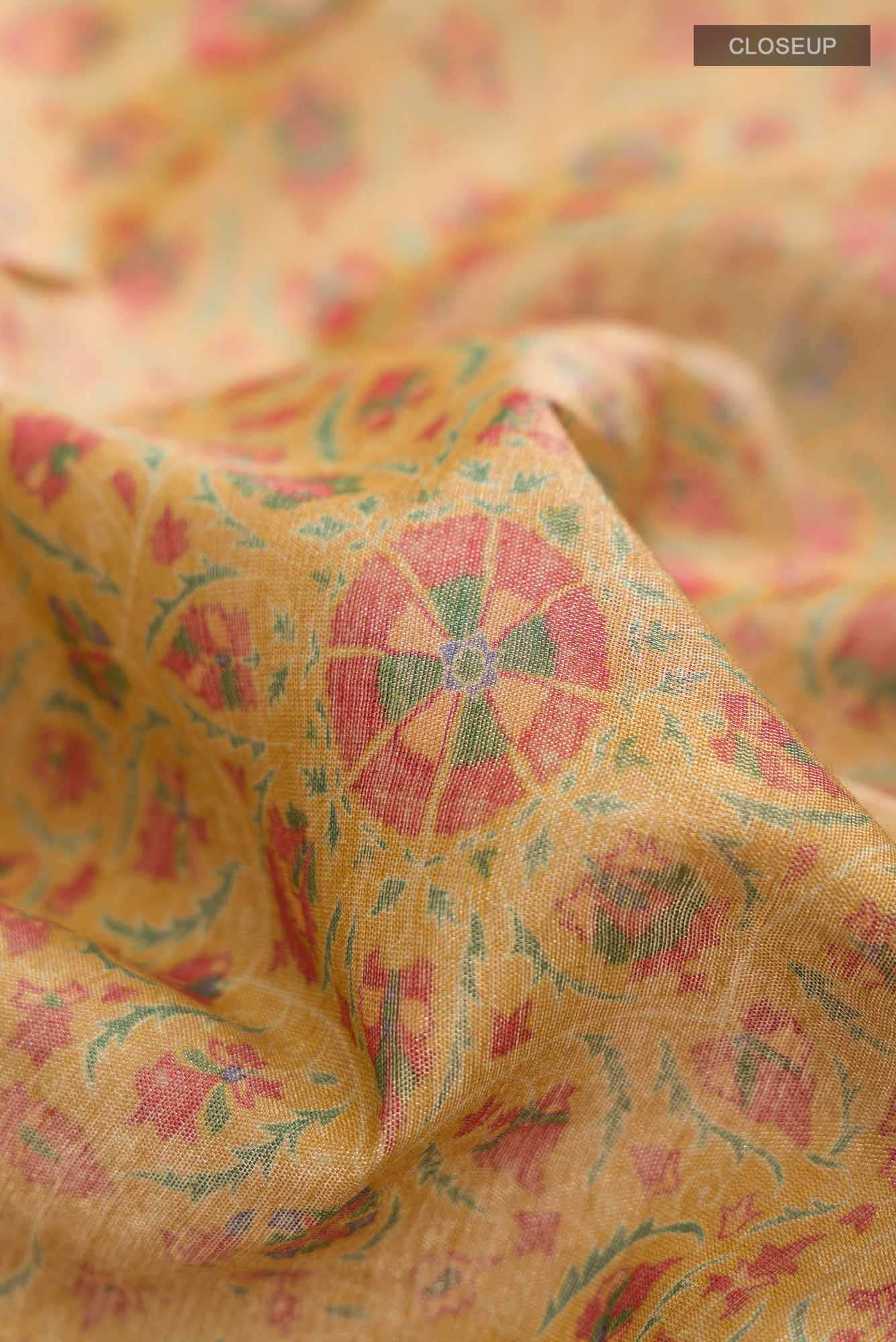 Mustard Bhagalpuri Tussar Silk Saree