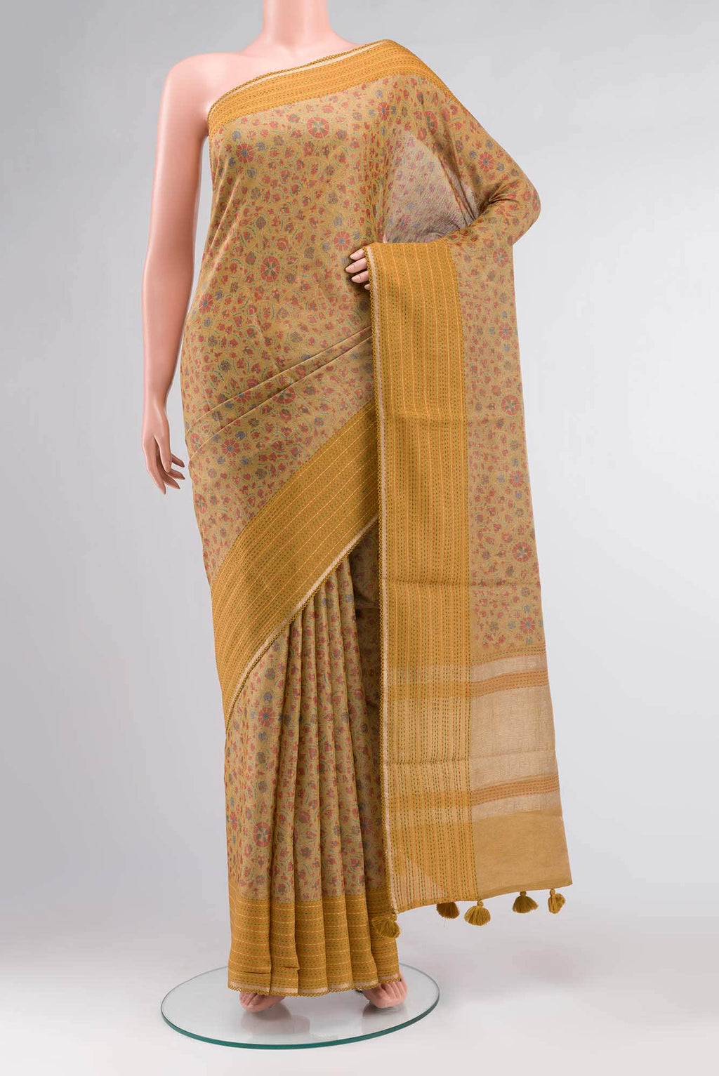 Mustard Bhagalpuri Tussar Silk Saree