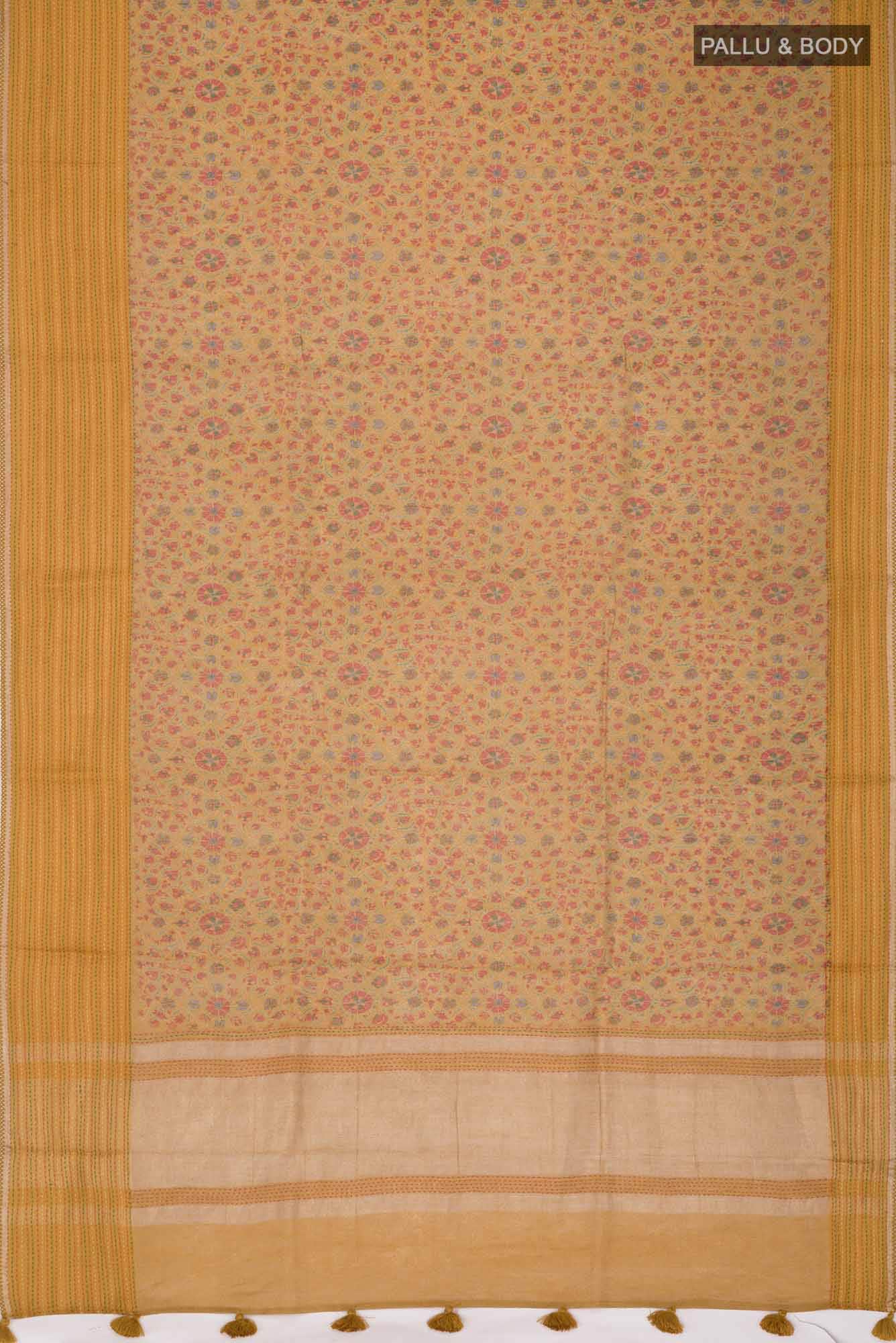 Mustard Bhagalpuri Tussar Silk Saree