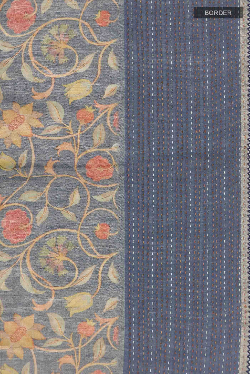 Blue Bhagalpuri Tussar Silk Saree
