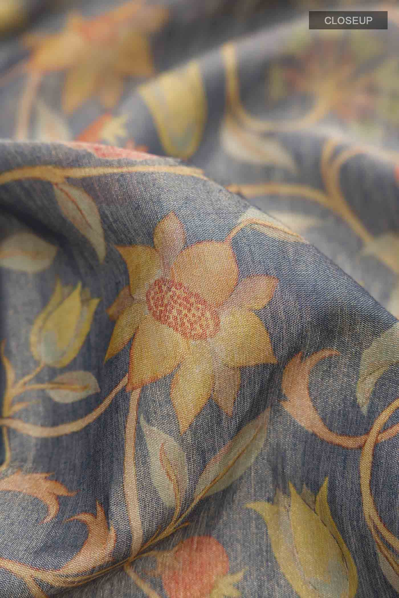 Blue Bhagalpuri Tussar Silk Saree