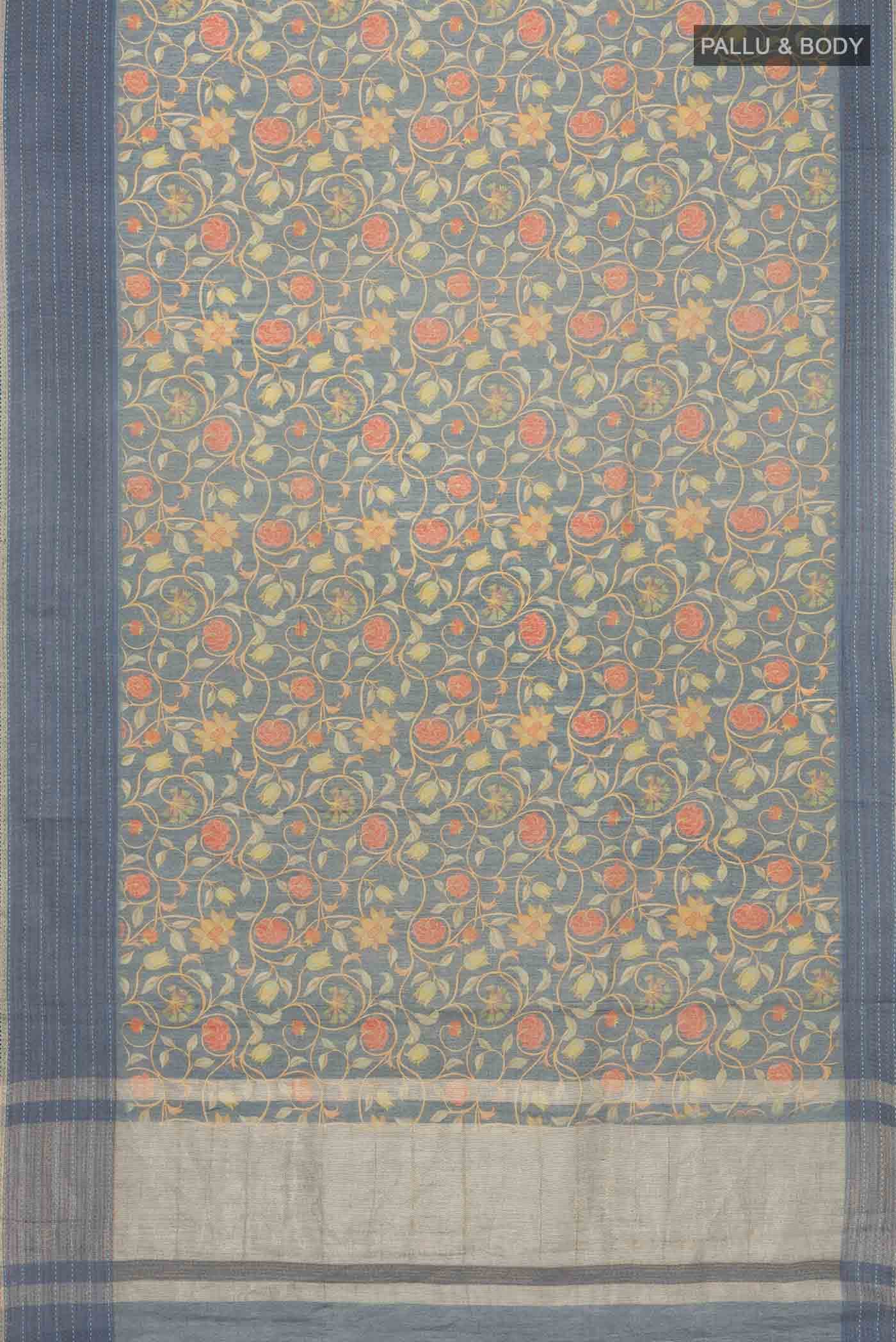 Blue Bhagalpuri Tussar Silk Saree