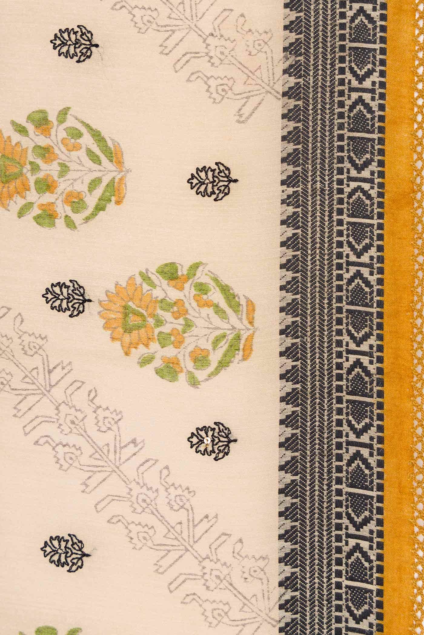 Beige Tussar Silk Saree