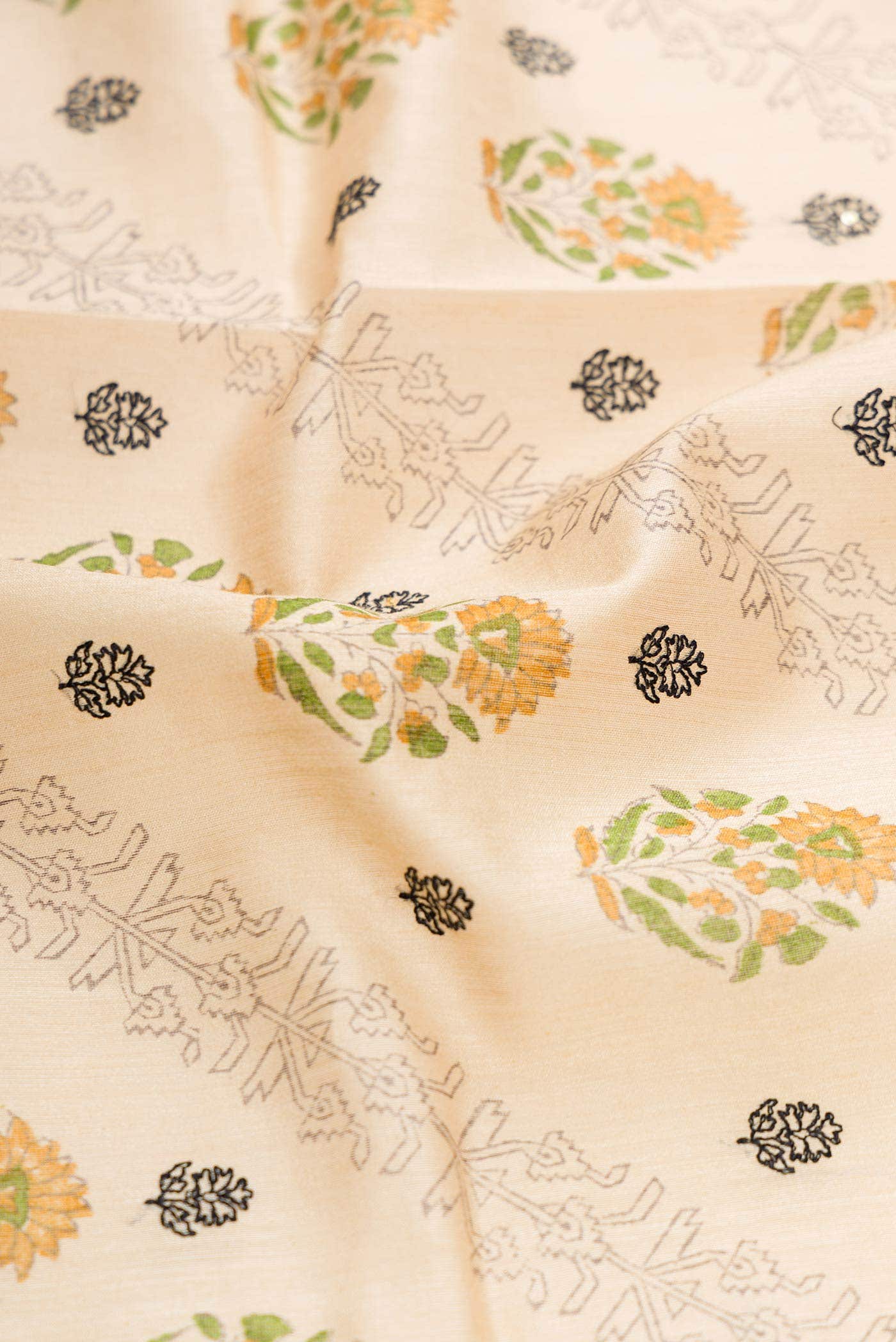Beige Tussar Silk Saree