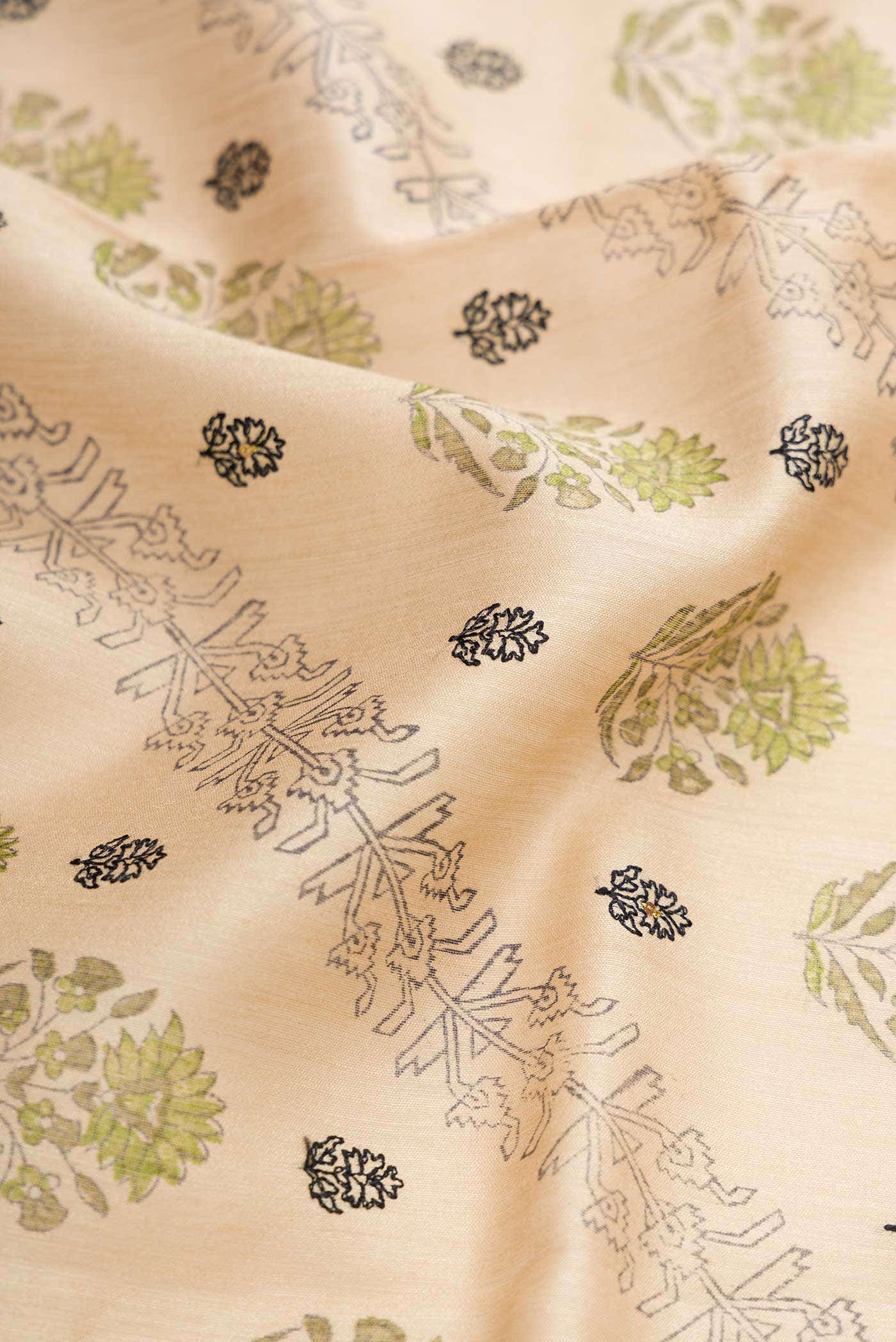 Beige Tussar Silk Saree