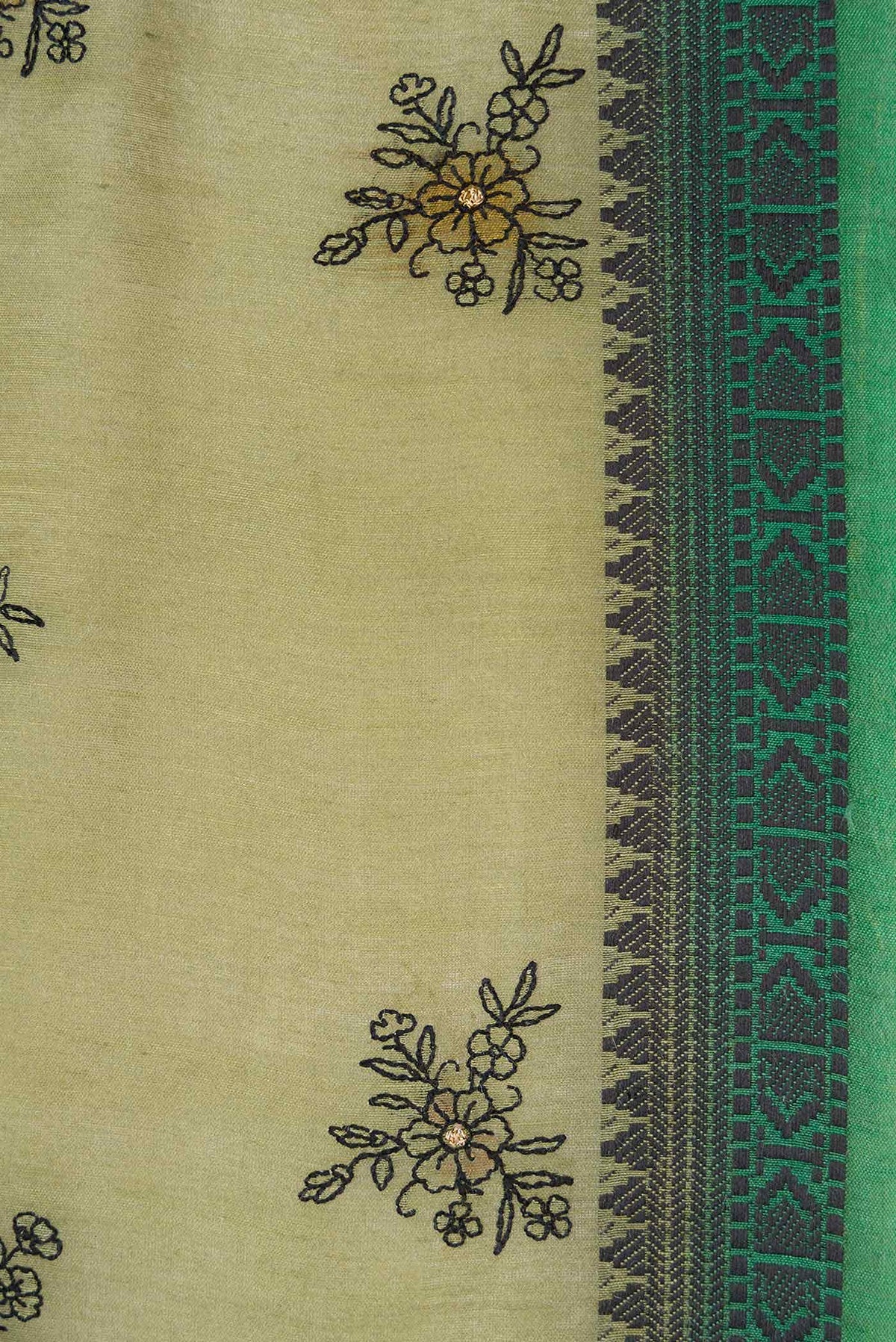 Sage Green Tussar Silk Saree