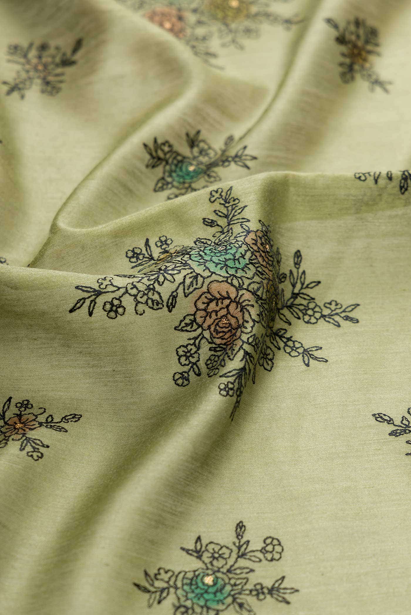 Sage Green Tussar Silk Saree