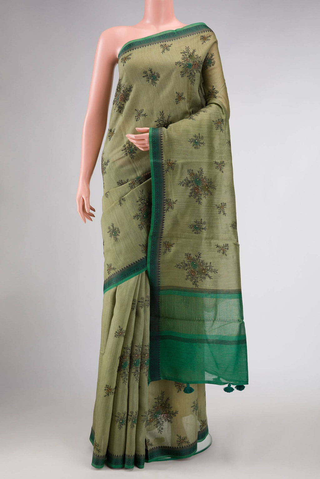 Green Tussar Silk Saree