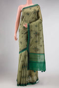 Sage Green Tussar Silk Saree